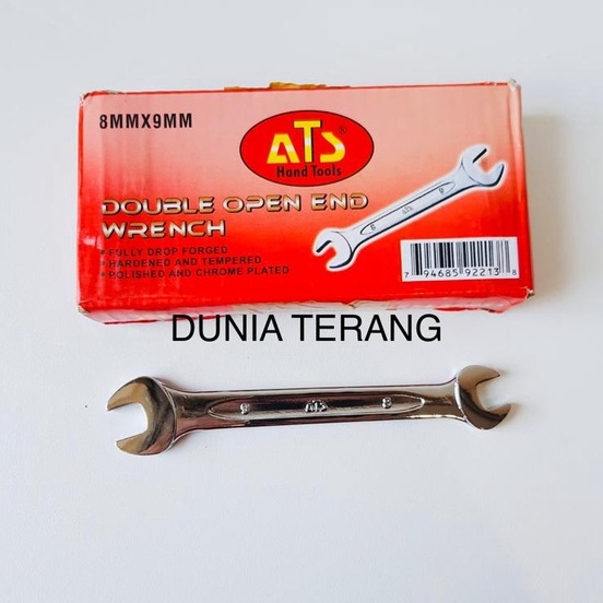 KUNCI PAS ATS 8x9 mm 8 mm 9 mm - Kunci Buka 8mmx9mm - Konci Pas 8-9 - Double Open End Spanner 8mm 9mm ATS