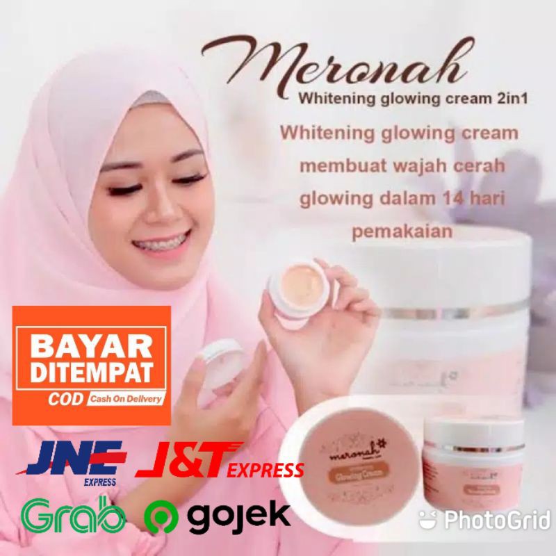 Meronah whitening glowing cream 2in1 krim pelembab wajah glow