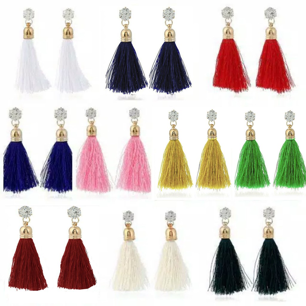 Anting Fashion Wanita  Model Tusuk Diamond  Mix Tassel MISS 53