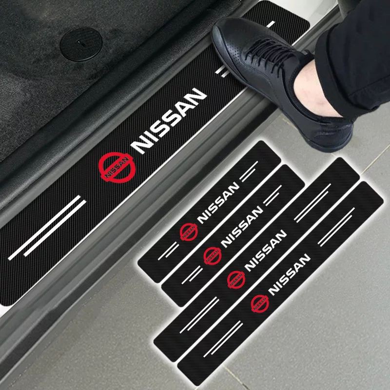 Stiker Mobil Carbon 5D Pelindung Pintu Samping Door Sillplate Sticker Car Nissan