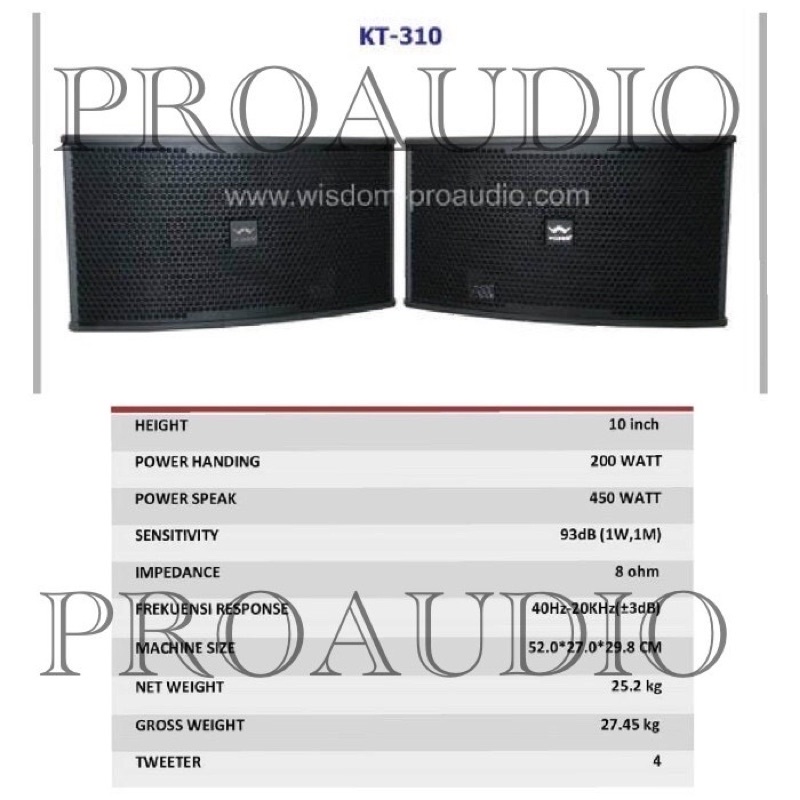 speaker pasif wisdom 10 inch KT-310 / KT310 wisdom original 100%