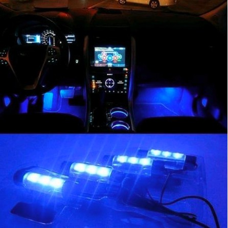 Lampu Kolong Led Dashboard Interior car Kabin Footstep 4 Posisi 3 Led Praktis Colok Lighter Mobil