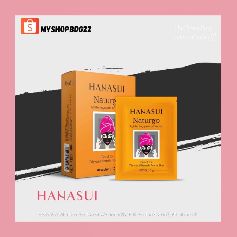 Hanasui Naturgo Peel Off Mask Black Per Box ( isi 10 Sachet )