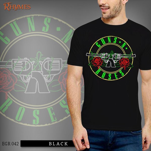 Kaos Pria Guns N Roses Glow Rhymes Baju Distro Musik Cowok GNR Premium