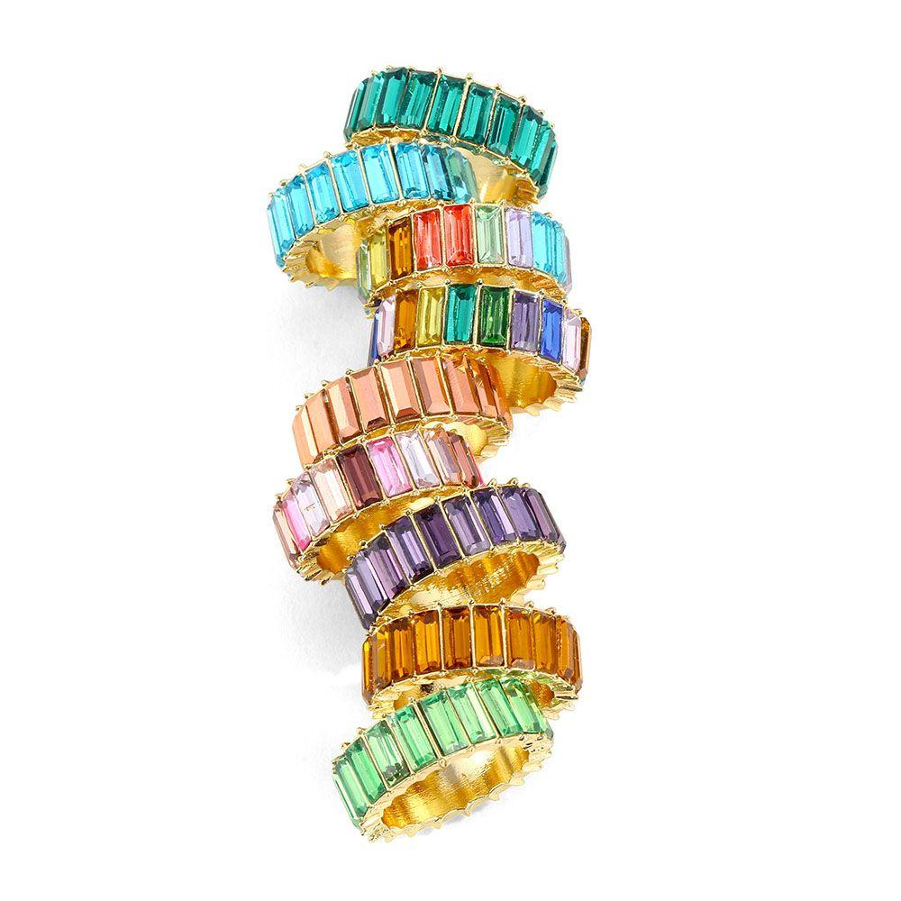 NEEDWAY Birthstone Cincin Trendi Sederhana Hadiah Perempuan Berlian Temperamen Multicolor Finger Ring