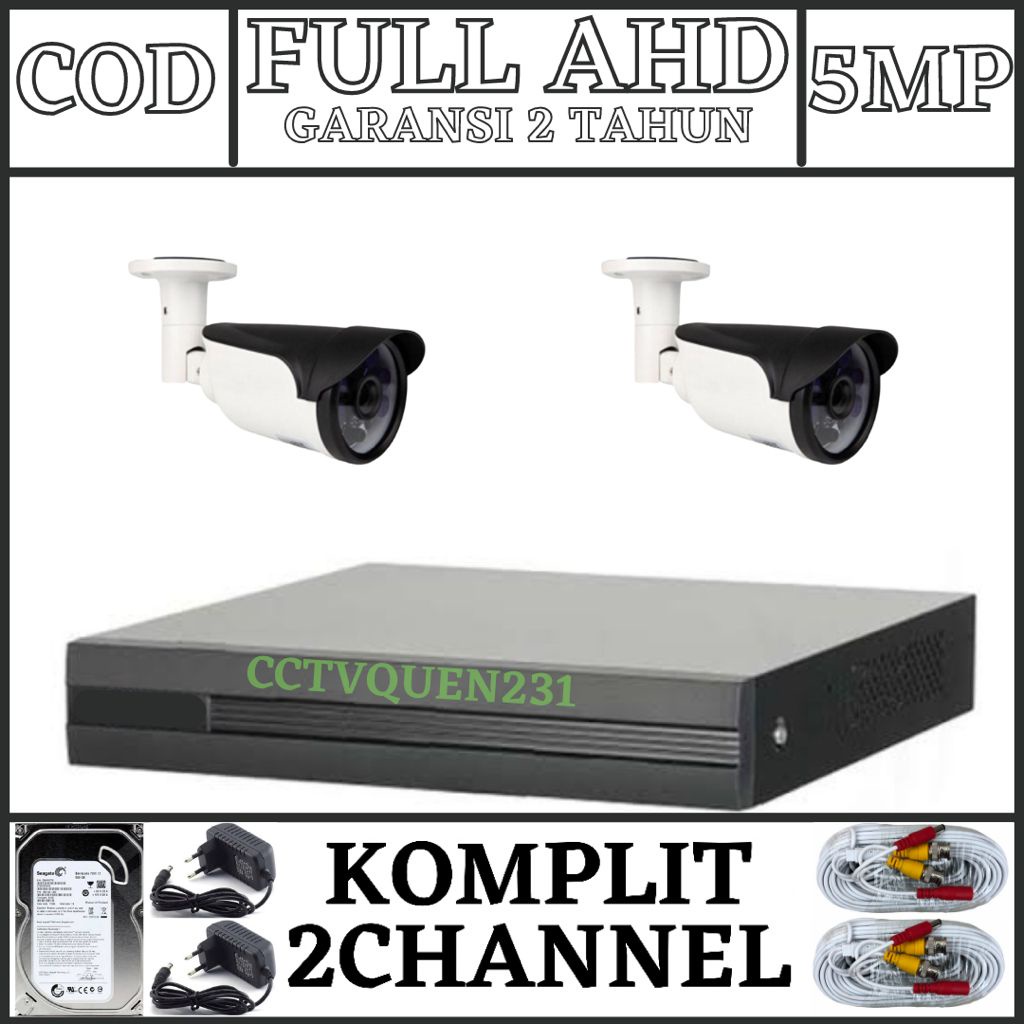 PAKET CCTV 4 CHANNEL 2 KAMERA OUTDOOR 5 MP 1080P IR SONY LENGKAP TINGGAL PASANG BOSKU