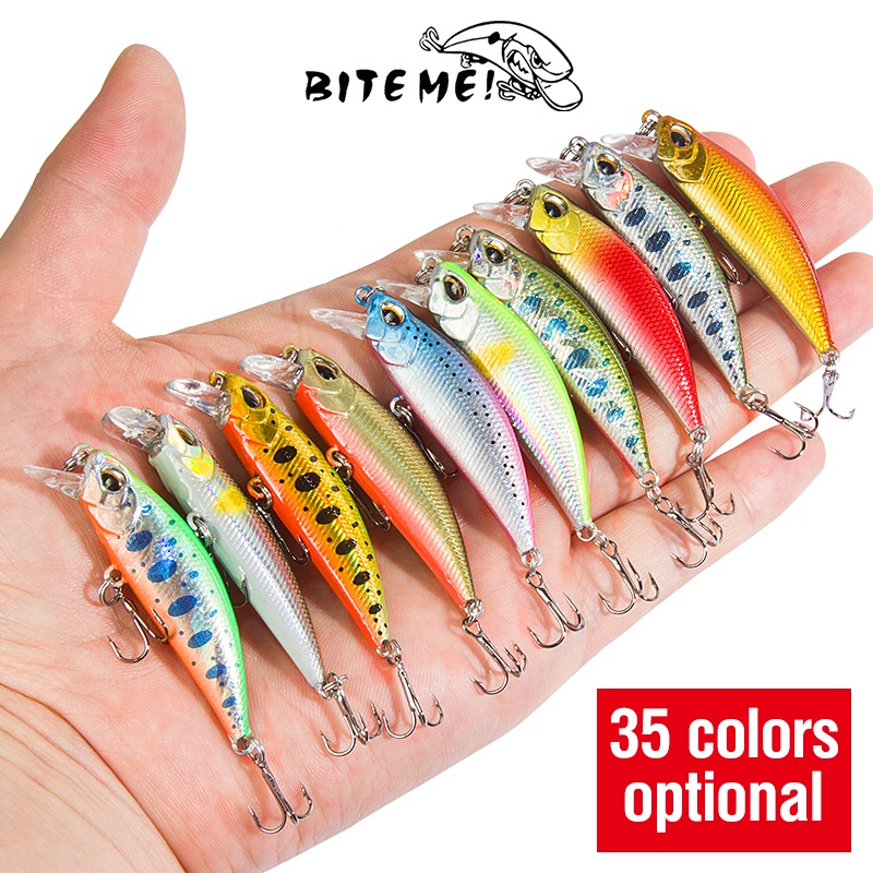 Umpan Pancing Ikan Minnow 3D 35 Warna 5g / 5cm Bahan Plastik Dengan 2 Kail