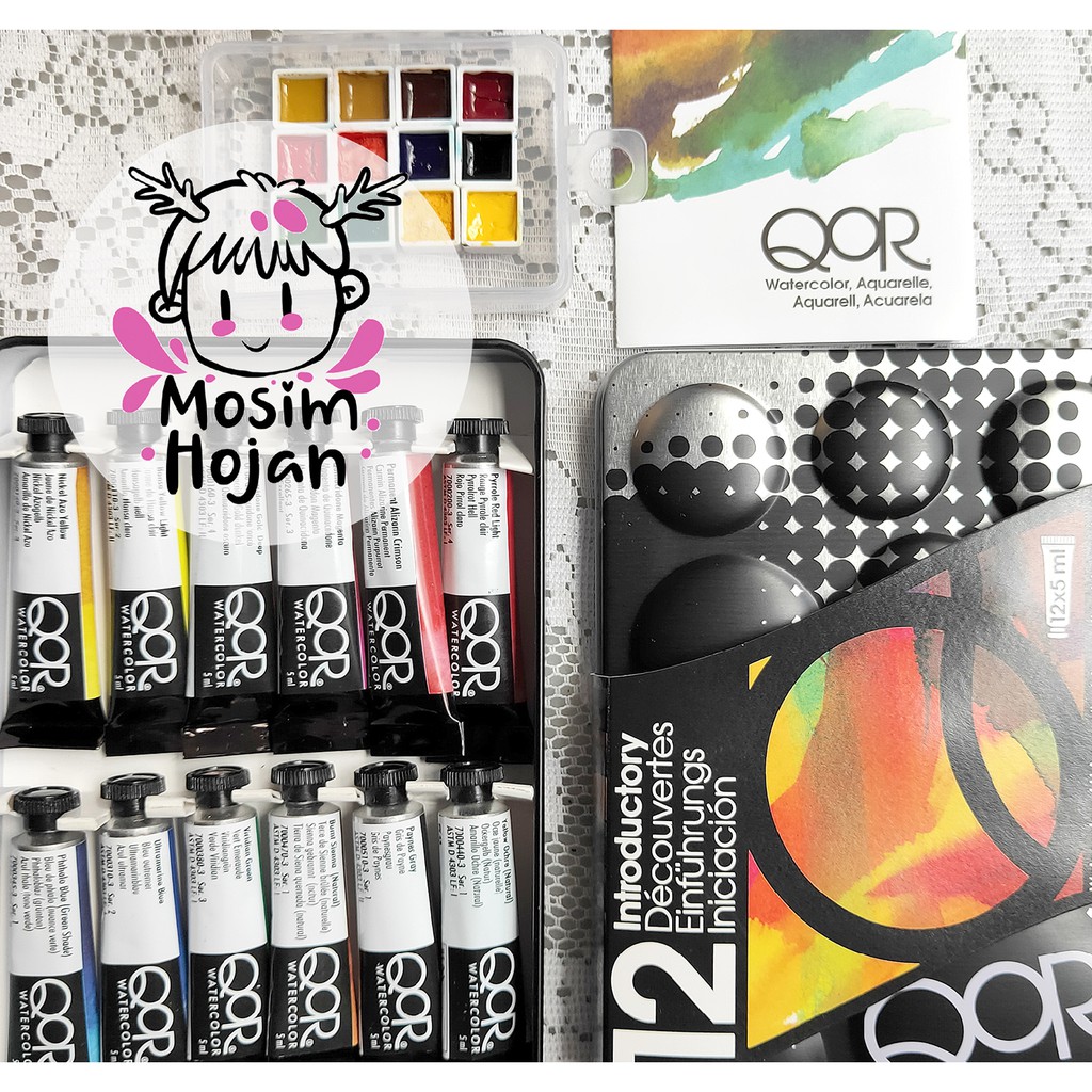 

QOR Watercolor tube cat air share mini pan 12 warna