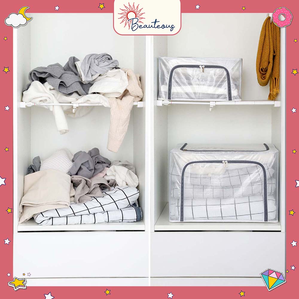 Storage Box Tempat Penyimpanan Baju Bad Cover Box Organizer Resleting Serbaguna