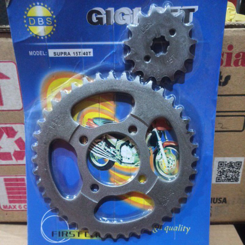 GEAR SET GIR DEPAN BELAKANG PRESS SUPRA 15T/40T DBS