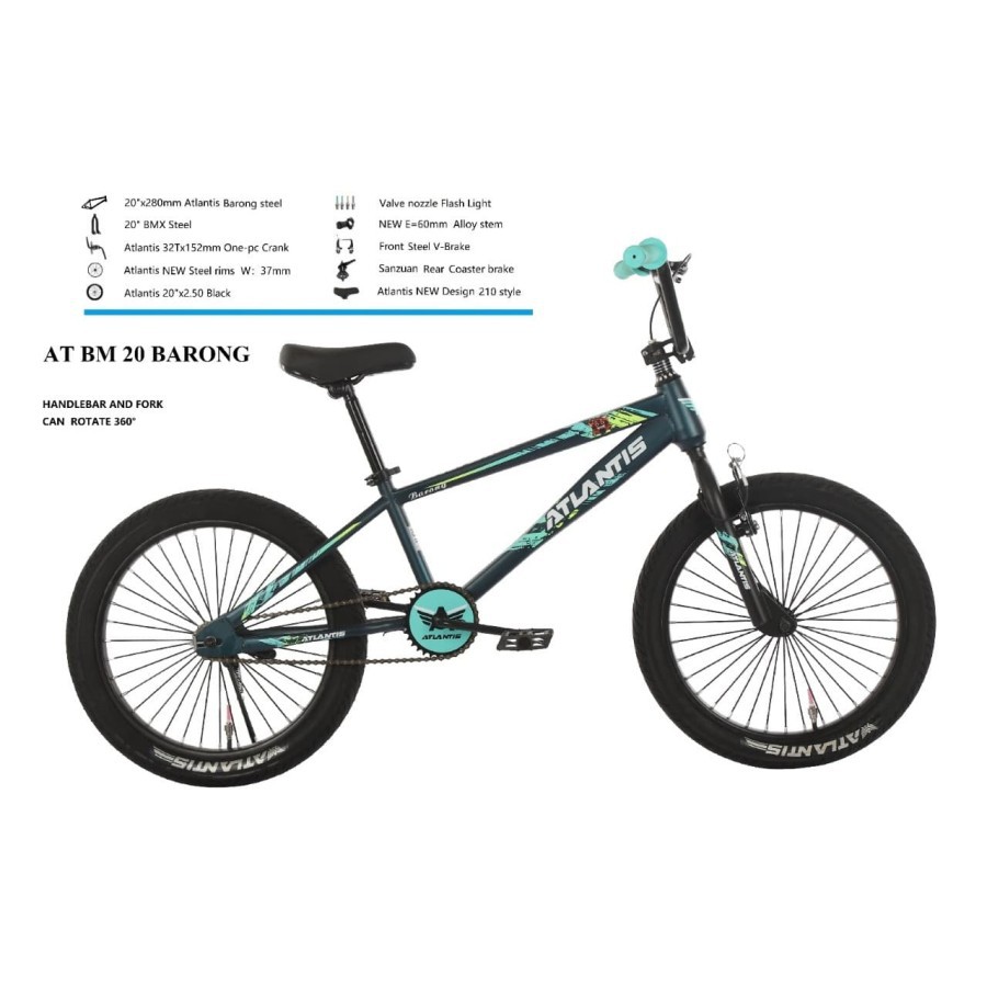 Sepeda Anak BMX 20 Inch ATLANTIS BARONG Stang bisa mutar 360 derajat Ban Besar Garansi Kredit SNI-1