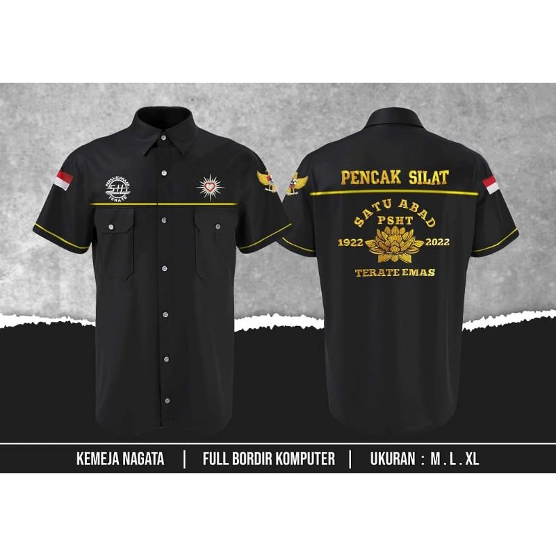 Kemeja bordir PSHT persaudaraan setia hati terate Satu abad terate emas SH Terate
