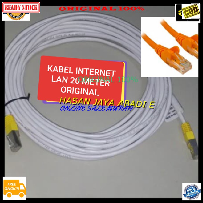 G300 Kabel lan rj45 20 meter UTP Scable konektor wifi internet PLUG boot komputer jaringan computer switch router modem original G300   Siap langsung pakai 20 meter  Kabel LAN dengan Kepala Konektor + PLUG BOOT yang sudah terpasang, Praktis dan T