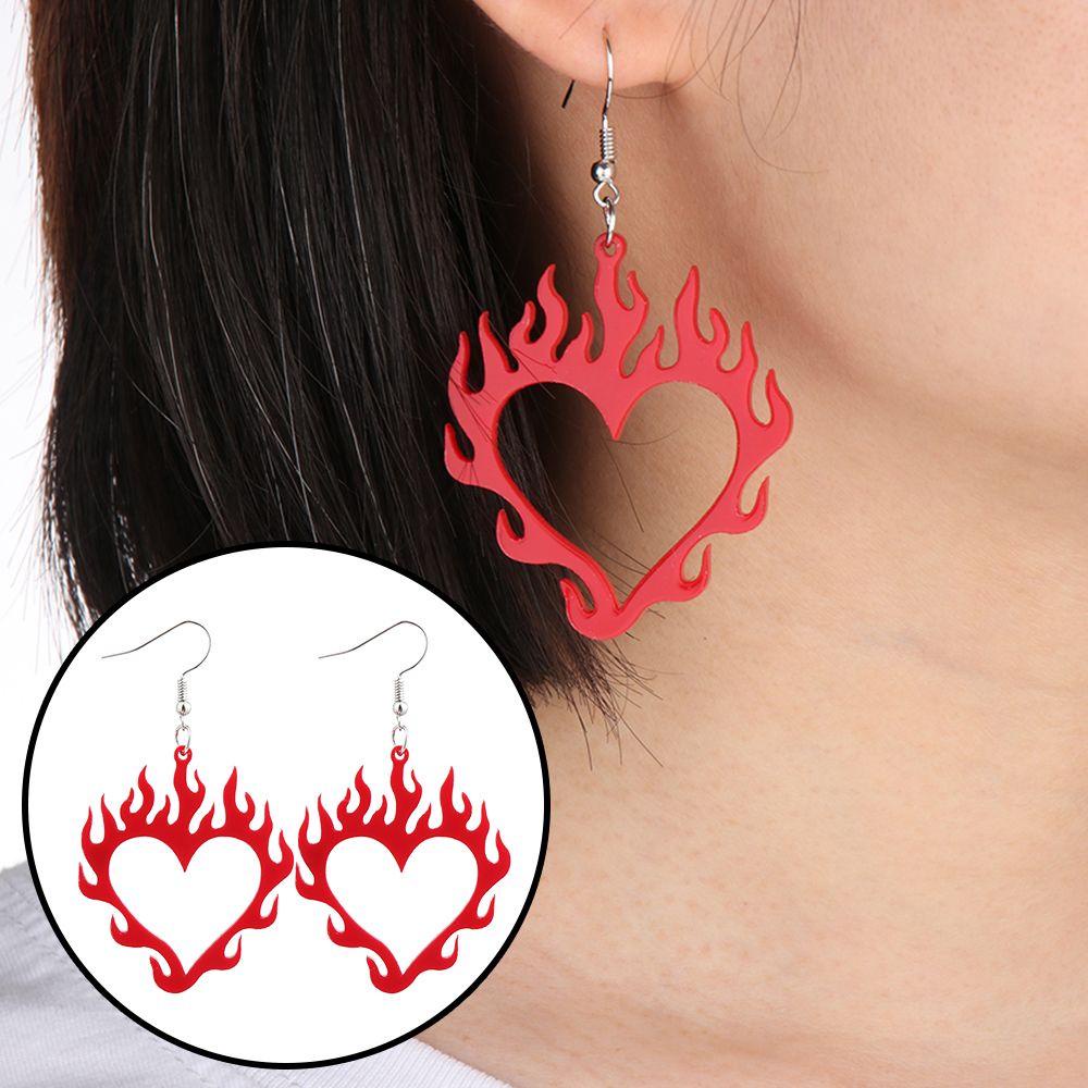 Solighter Flame Earring Hadiah Akrilik Kepribadian Kreatif