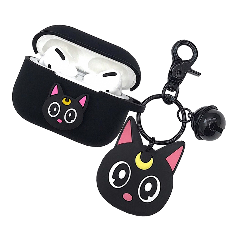 Casing Luna Cat Lucu Kompatibel Untuk Airpods1 2 3 Pro Case Pelindung Silikon Dengan Liontin