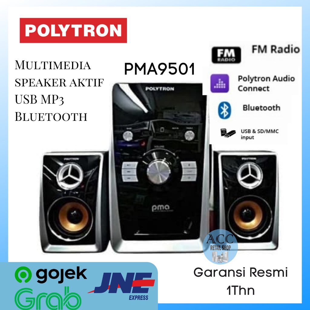 SPEAKER AKTIF MULTIMEDIA POLYTRON PMA 9501 USB BLUETOOTH MP3 FM RADIO