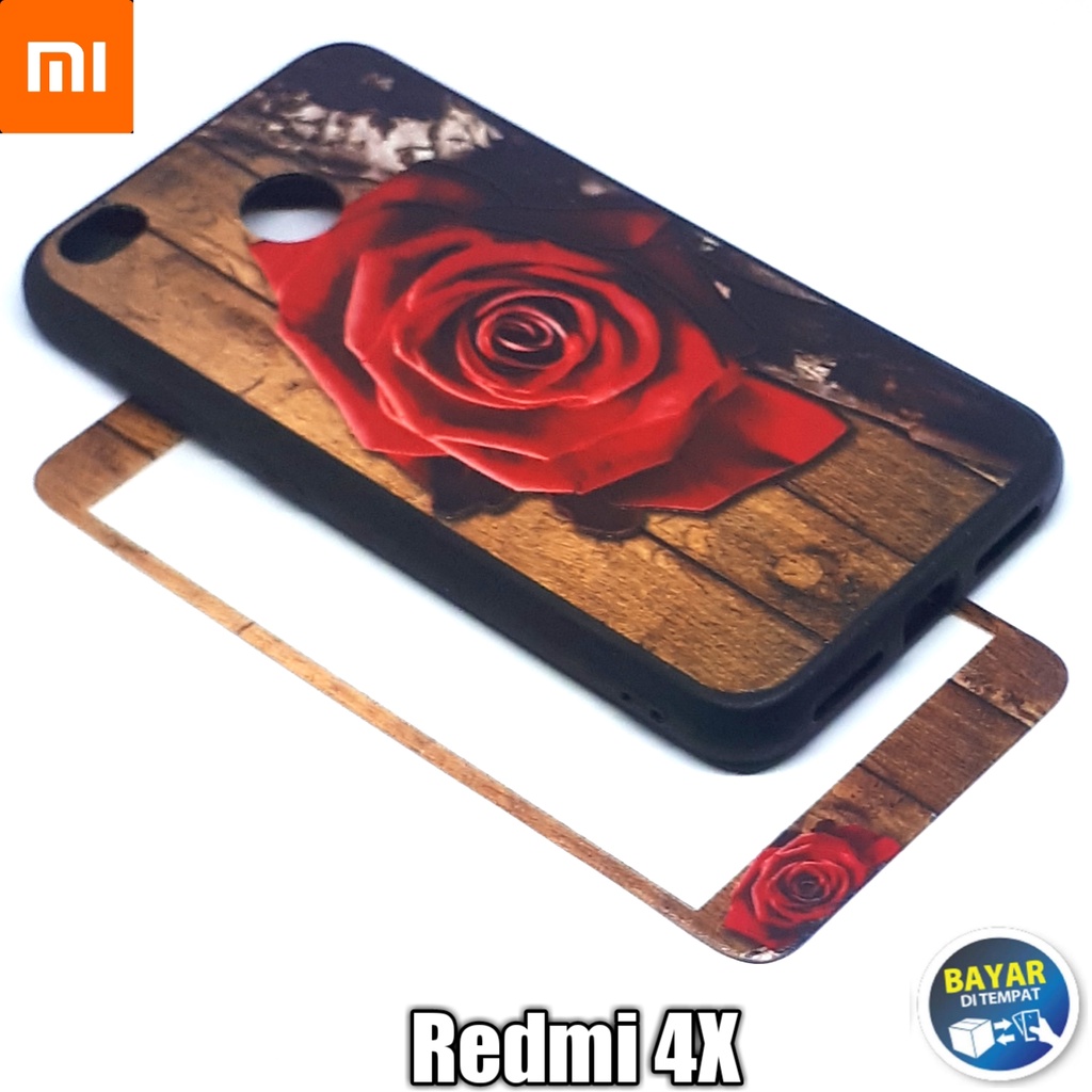 Softcase Motif Bunga + Tempered Glass For Xiaomi Redmi 4X Casing Hp Cover Hp Silikon Hp