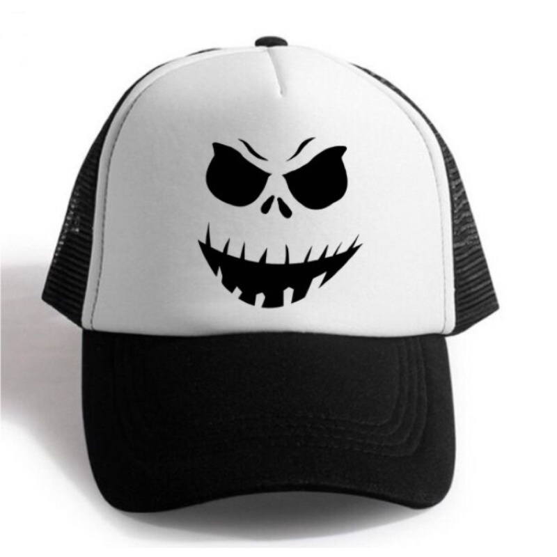 Topi Trucker HALLOWEN - HITAM PUTIH