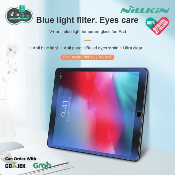 APPLE IPAD 9.7 (2017) /  IPAD 9.7 (2018) - NILLKN AV+ ANTI BLUE LIGHT TEMPERED GLASS