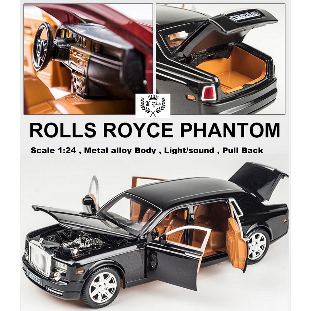 Diecast miniauto mobil Rolls Royce Phantom skala 1:24 Metal Series mainan koleksi pajangan