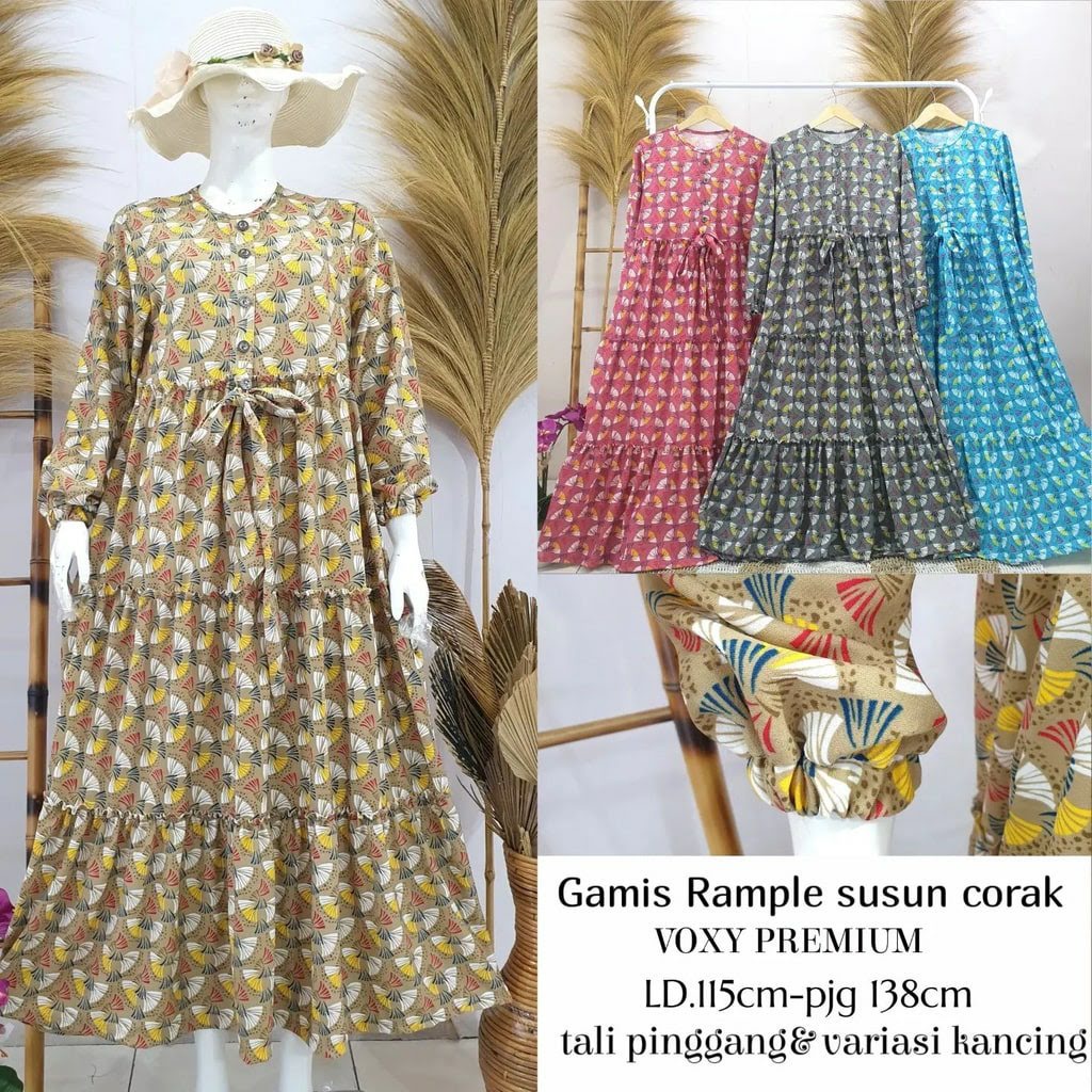 DRESS MUSLIM GAMIS JUMBO XXL UKURAN BESAR BIGSIZE MODEL RAMPEL SUSUN STYLIS