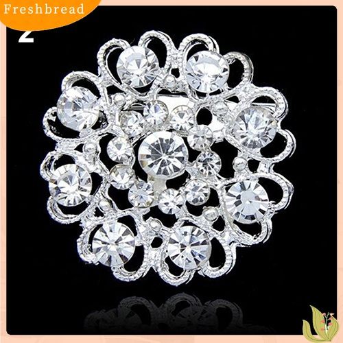 [ TERLARIS]Rhinestone Crystal Brooch Hollow Out Collar Pin Silver Plated Flower Jewelry