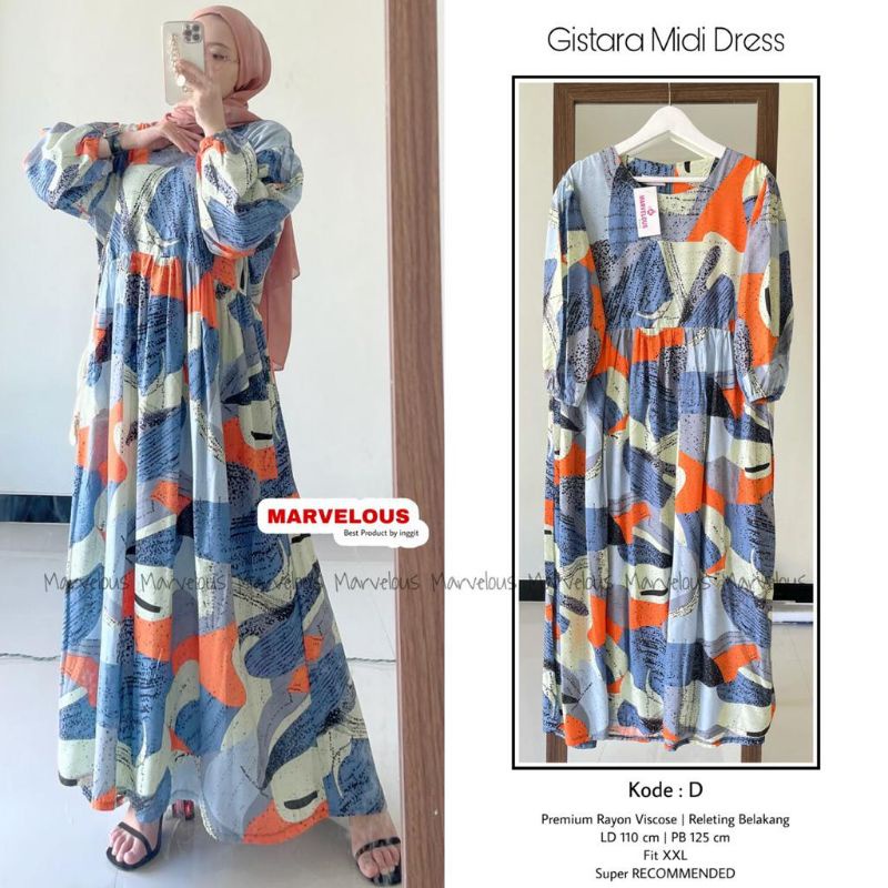 GISTARA MIDI DRESS BY MARVELOUS (DRESS MUSLIMAH) Midi dress premium rekomended