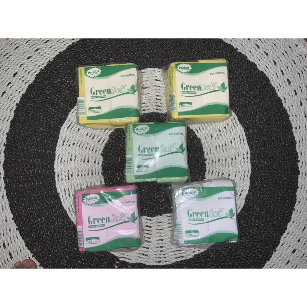 Tisu Makan Potong Lipat Tissue Green Soft Napkin Isi 100 Sheets Tisue Belah - Tissu Grosir Ecer