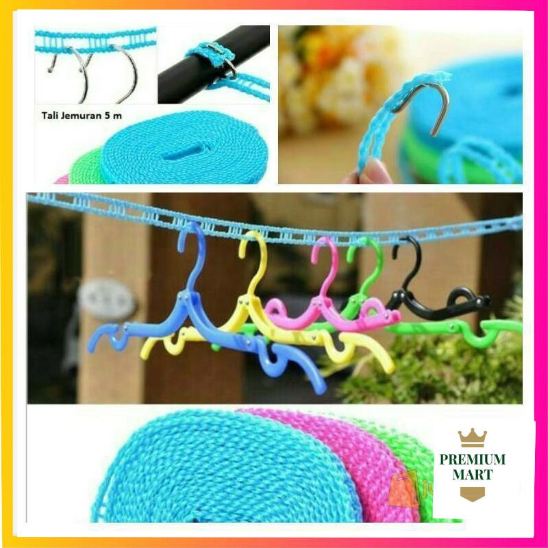 Tali Jemuran ada Lubang Gantungan Baju - Hanger Super Praktis - Clothes Line Unik 5 METER [PM]