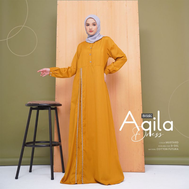 GAMIS AQILA DRESS  MUSTARD &amp; MAROON • BY MY SURE