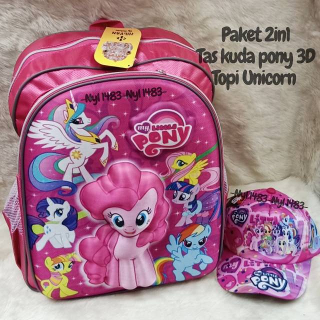 &quot;aurabagss&quot; - Beli 1 dapat 2 Tas Anak Perempuan Set 2 In 1 Ransel Anak Perempuan Sekolah TK PAUD SD Karakter Timbul Fashion Kids Backpack Cute Murah