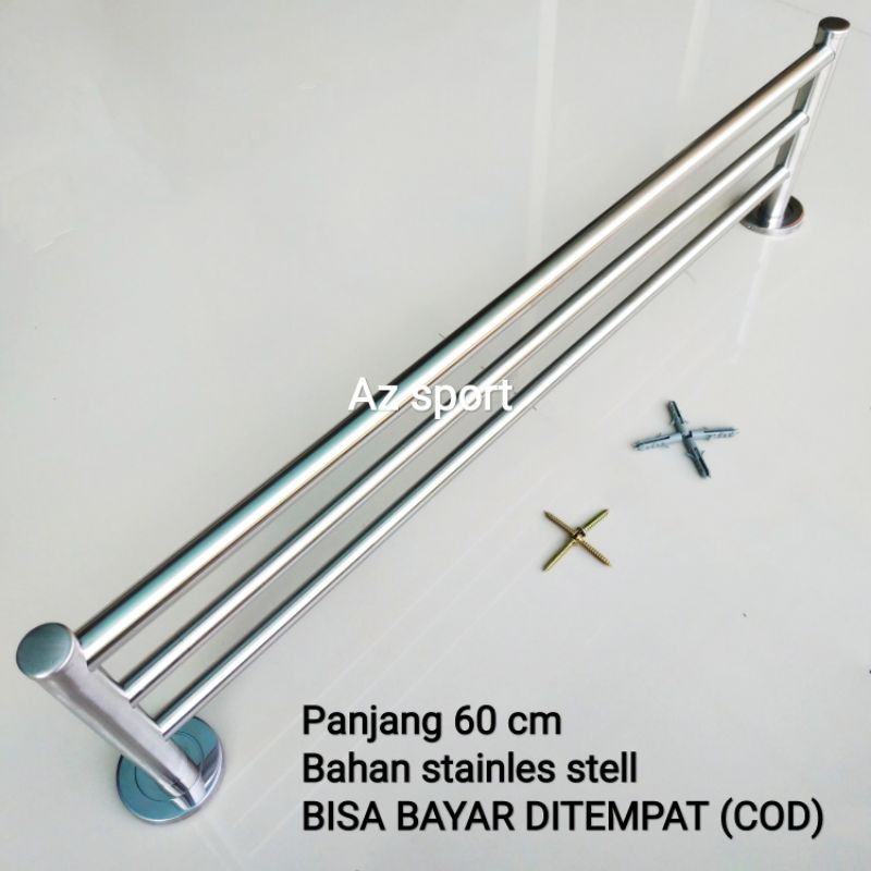 Jemuran handuk dinding stainless - hanger stainless murah 60 cm - Jemuran kamar mandi - BEST SELLER