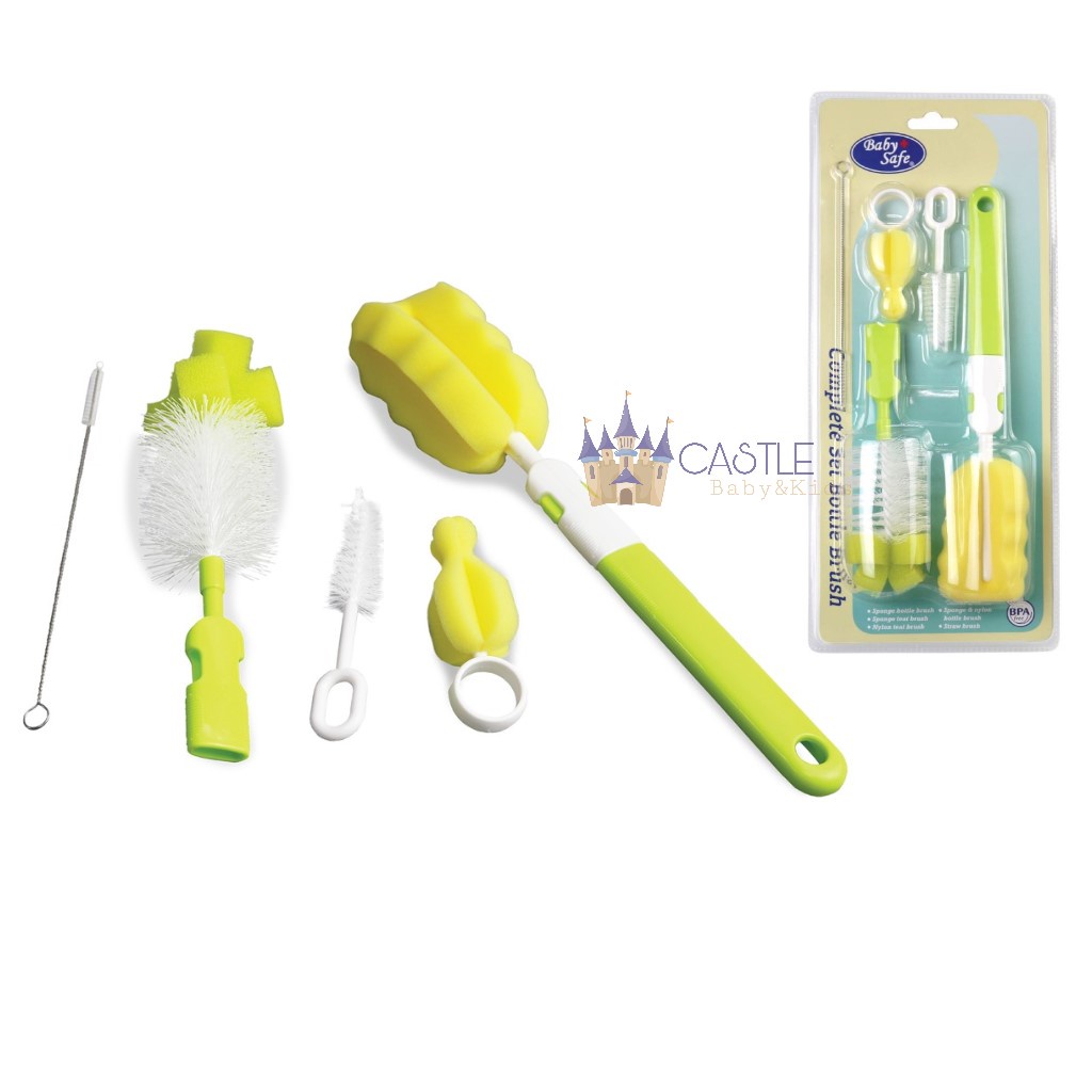 Castle - Baby Safe Complete Set Bottle Brush BS369 - SIkat Botol Bayi - Pembersih Botol Susu