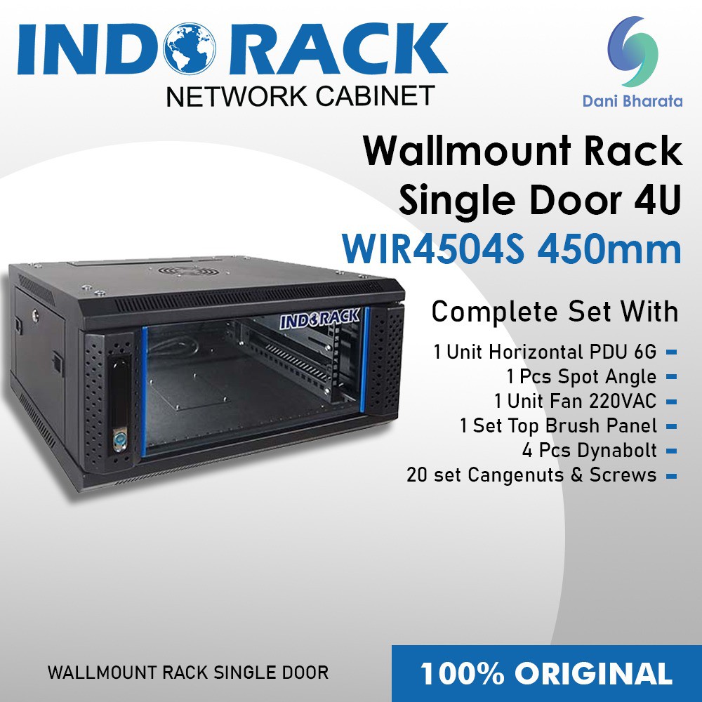 Wallmount Rack Single Door 4U WIR4504S 450mm