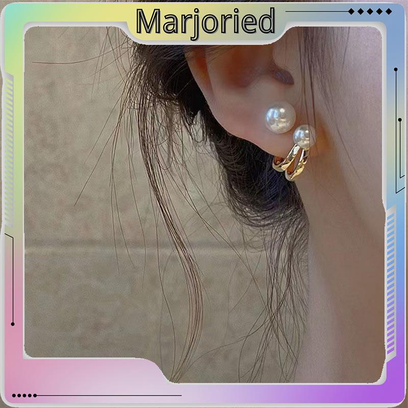 Anting Stud S925 Silver Needle Aksen Mutiara Gaya Korea Untuk Wanita-MJD