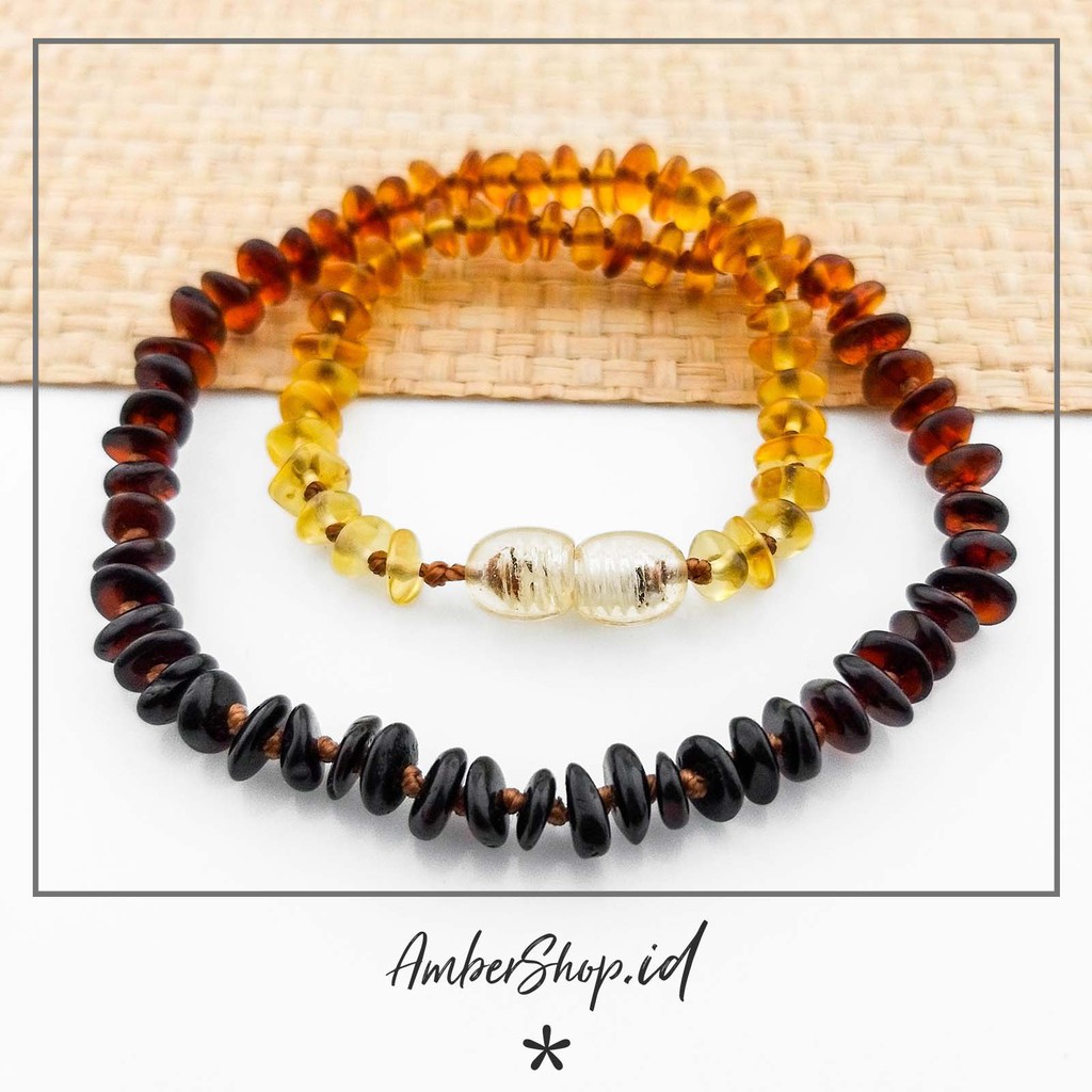 Kalung amber &amp; Gelang amber pereda nyeri tumbuh gigi bayi AS47 - Amber Shop