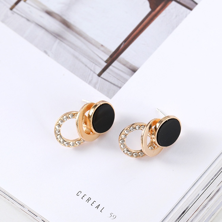 Sterling silver jarum stud anting-anting wanita hitam elegan Korea anting-anting 2019 baru trendi an