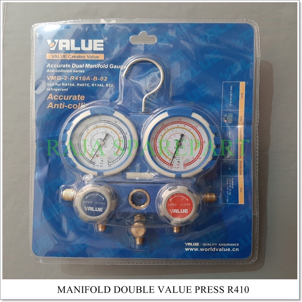 Manifold Double Press merk VALUE R410 + SELANG