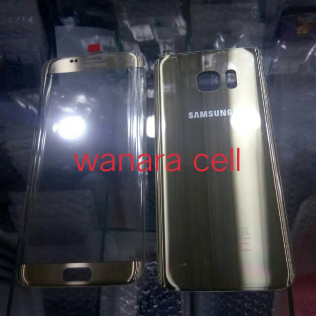 Kaca lcd kaca depan dan back door tutup belakang samsung S7 edge G935 original gold