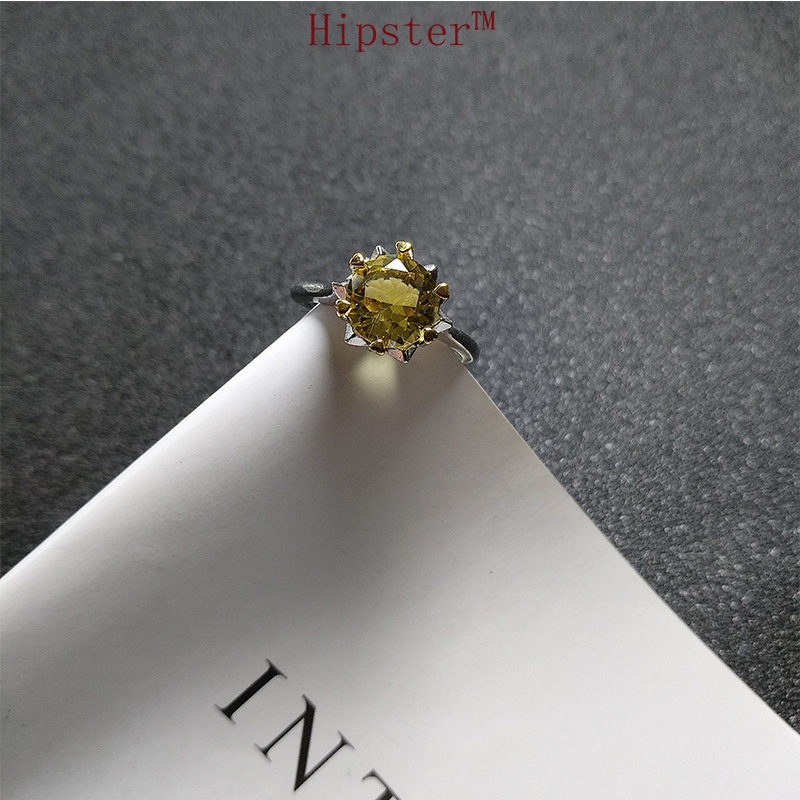 Hot Sale Trendy Same Style Inlaid Full Diamond Yellow Diamond Adjustable Ring