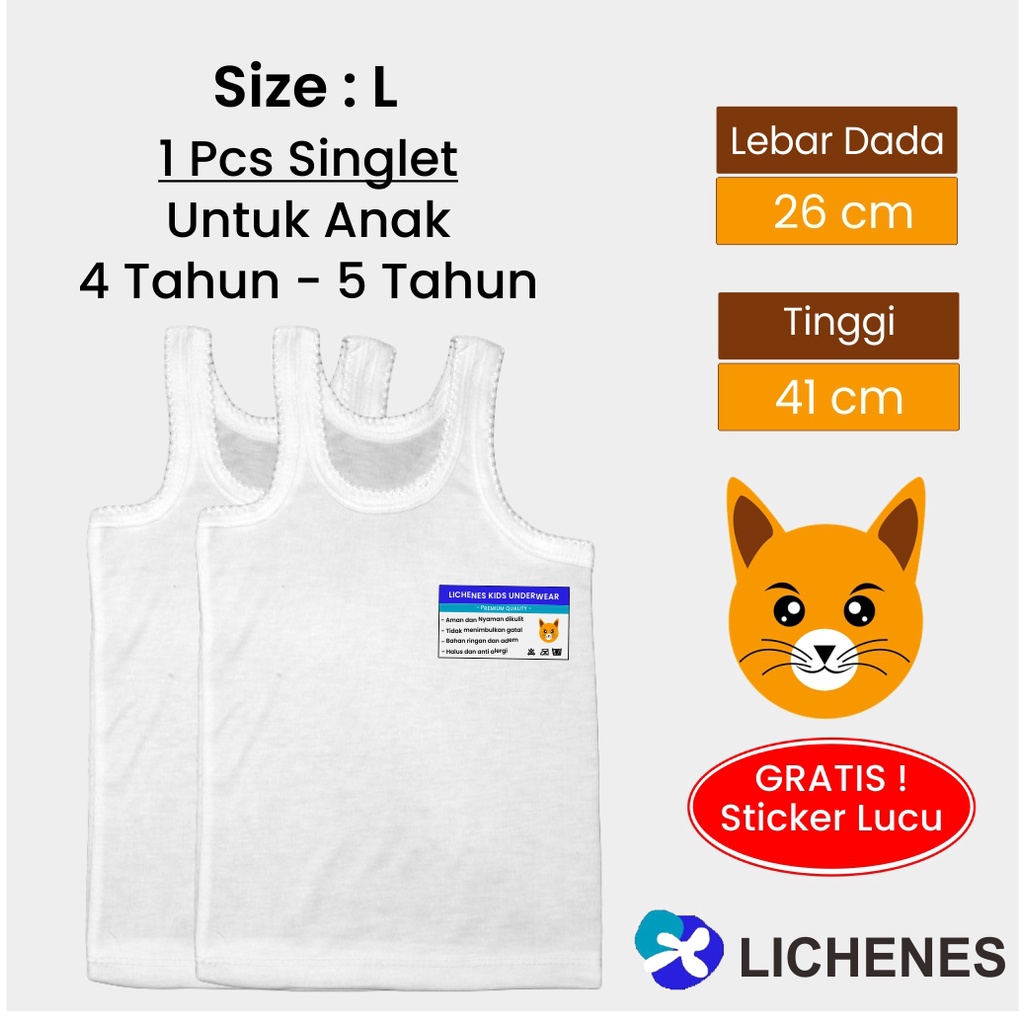 Kaos dalam anak singlet usia 1-7 (paket 12 pcs)