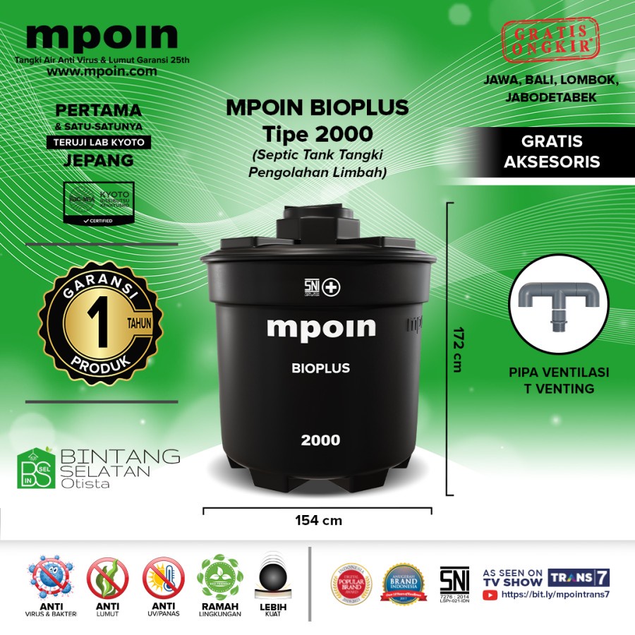 MPOIN SEPTIC TANK BIO PLUS 2000 TANGKI PENGOLAHAN LIMBAH