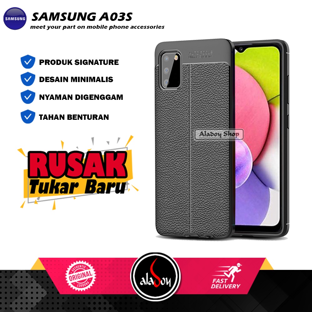 Case Samsung A03S  Ultra Slim Auto Focus Leather Premium Softcase