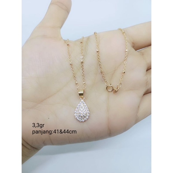 kalung jedar + liontin tears full mp/ kalung perak asli silver 925 lapis emas/ kalung fashion impor