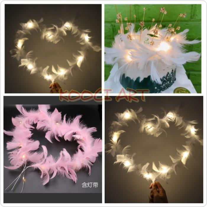 Cake Topper Bulu Lampu Lamp Hati Sayap Bulu Angsa Topper Kue Flaminggo