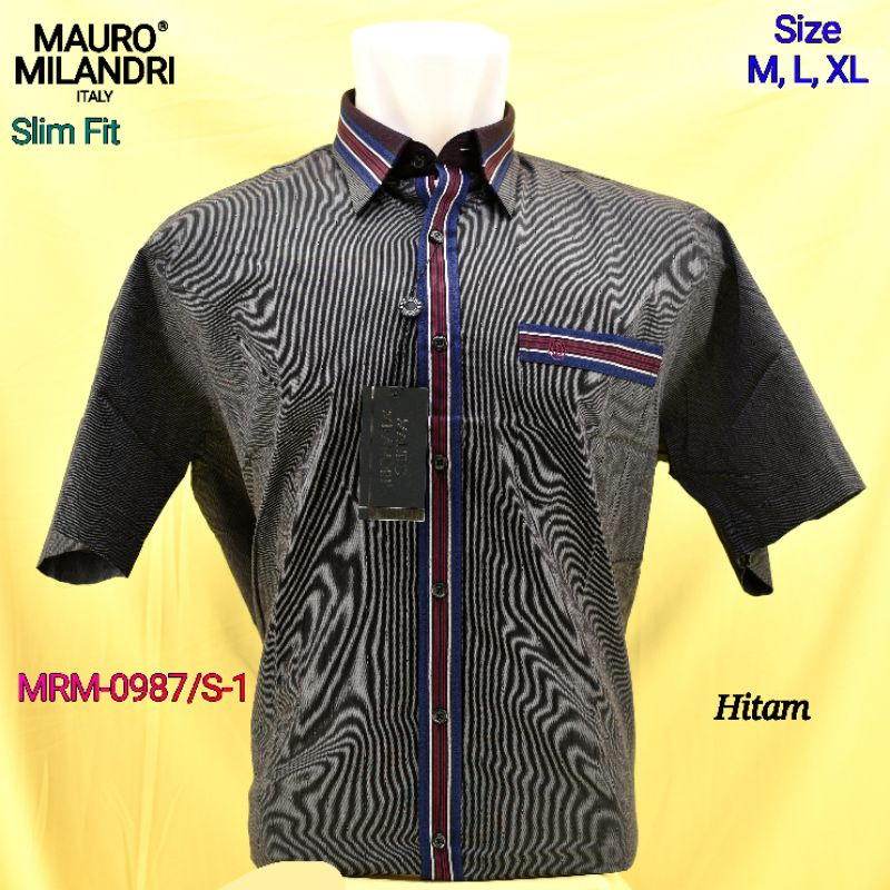 Kemeja Formal Pria Lengan Pendek Mauro Milandri MRM-0987/S-1 Slim Fit