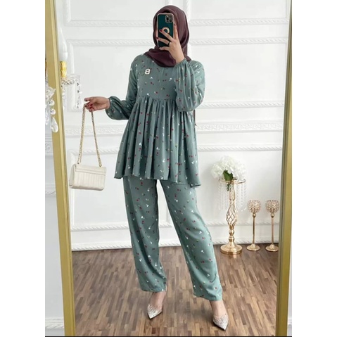 One set wanita / One set Jumbo / One set wanita jumbo / setcel rayon /One set Jumbo LD120 / Setelan Rayon Jumbo / Setelan Wanita Jumbo / tunik Jumbo / Stelan wanita Jumbo