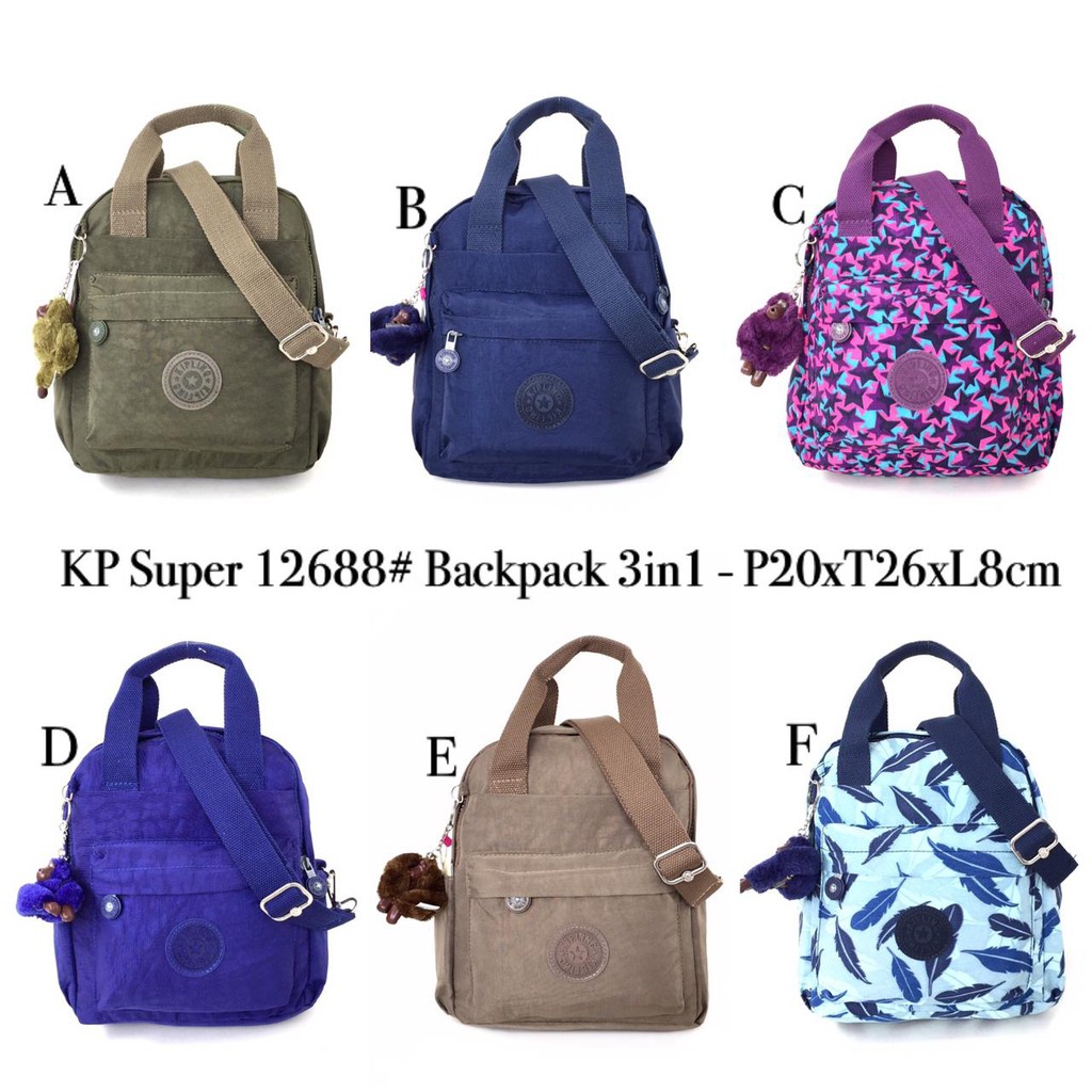 Tas Wanita KIPLING 3 Fungsi Kecil Mini Anak Remaja 7 Ruang Jalan KP 12688 Import Awet 3in1
