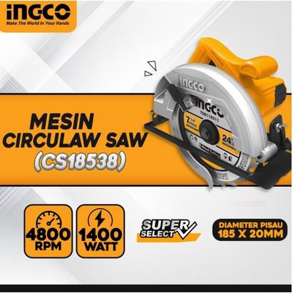 Mesin gergaji potong circular saw 7" Ingco CS18538 Murah berkualitas