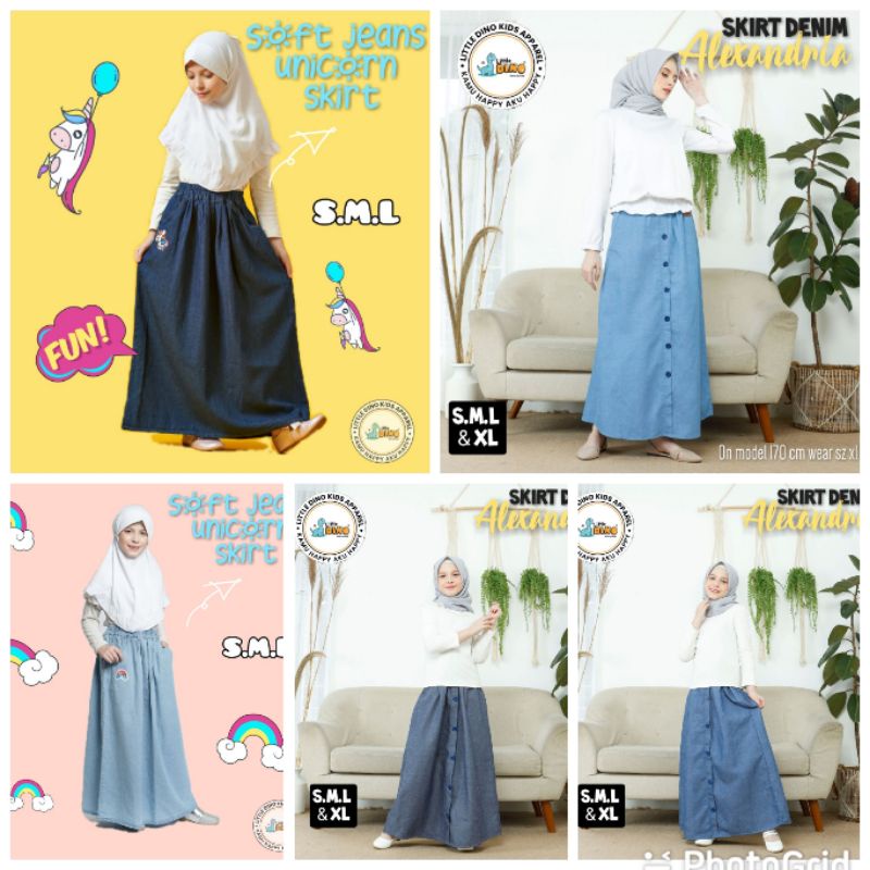 Rok Soft Jeans Anak dan dewasa by Little Dino kisaran 6 th - remaja dewasa